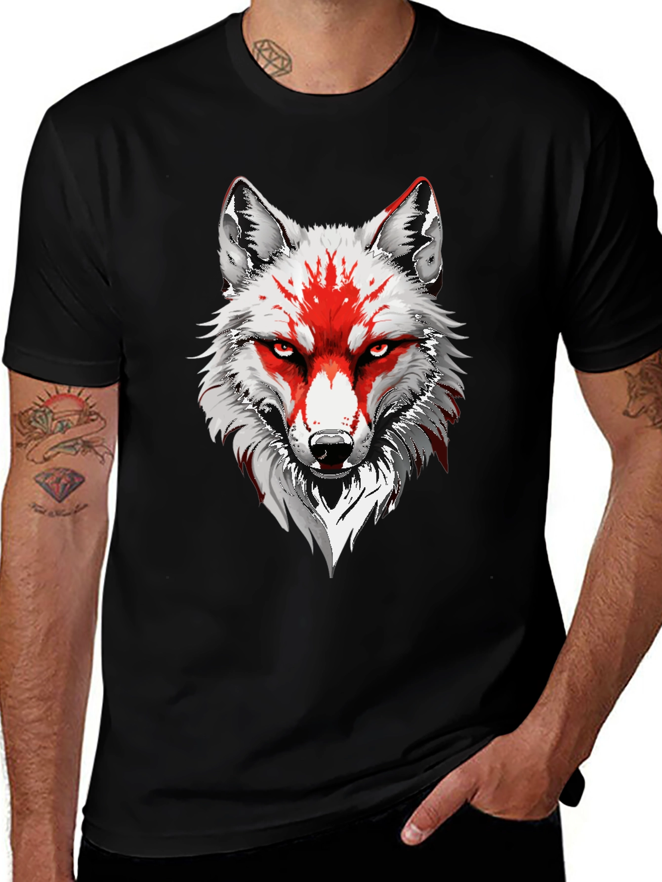 Variant 20 of Wolf Graphic Tee - Men's Black T-Shirt