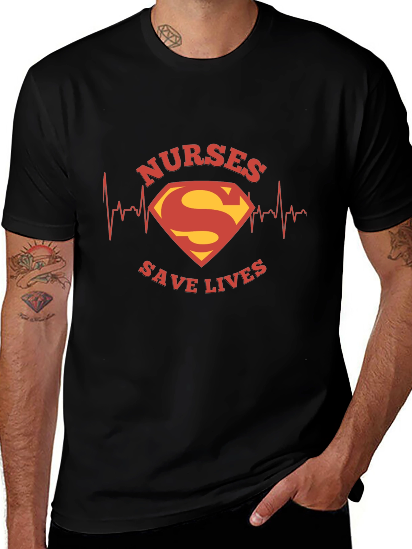 Variant 18 of Nurses Save Lives Superman Style Black Tee