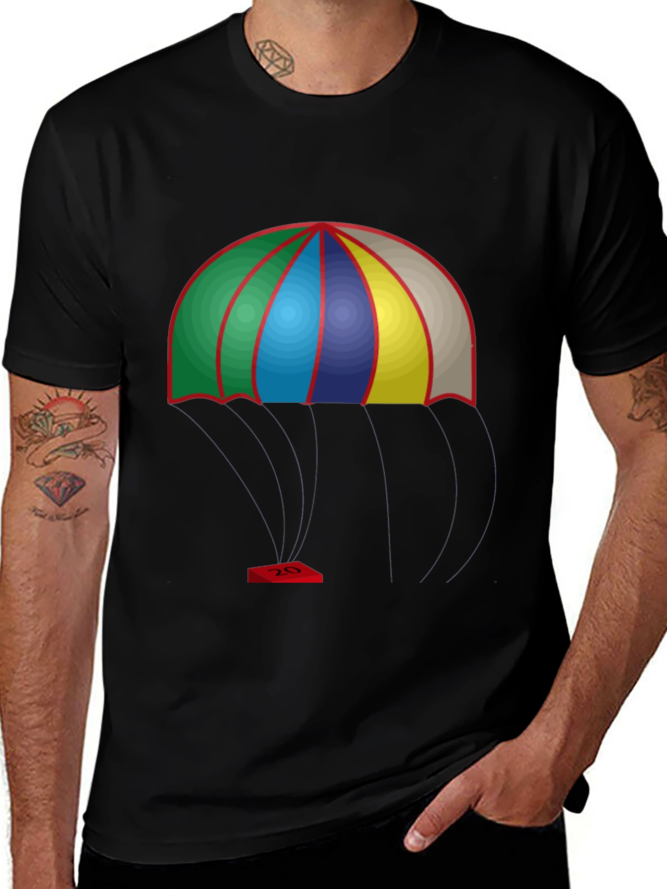 Colorful Parachute T-Shirt: Fun Skydiving Design