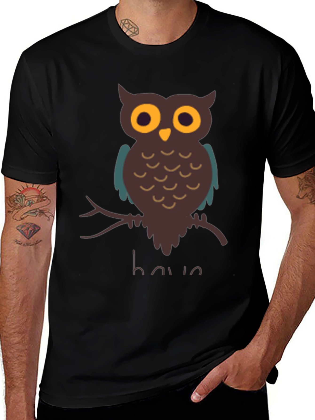 Variant 3 of Owl Graphic T-Shirt - Men's Casual Tee