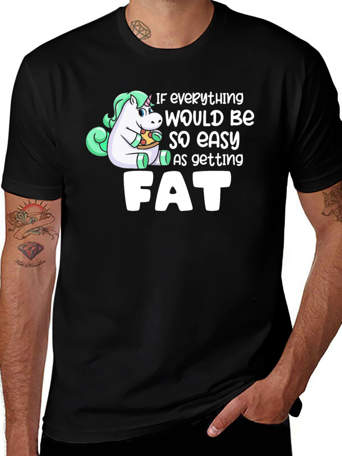 Variant 27 of Unicorn Pizza Fat Funny T-Shirt