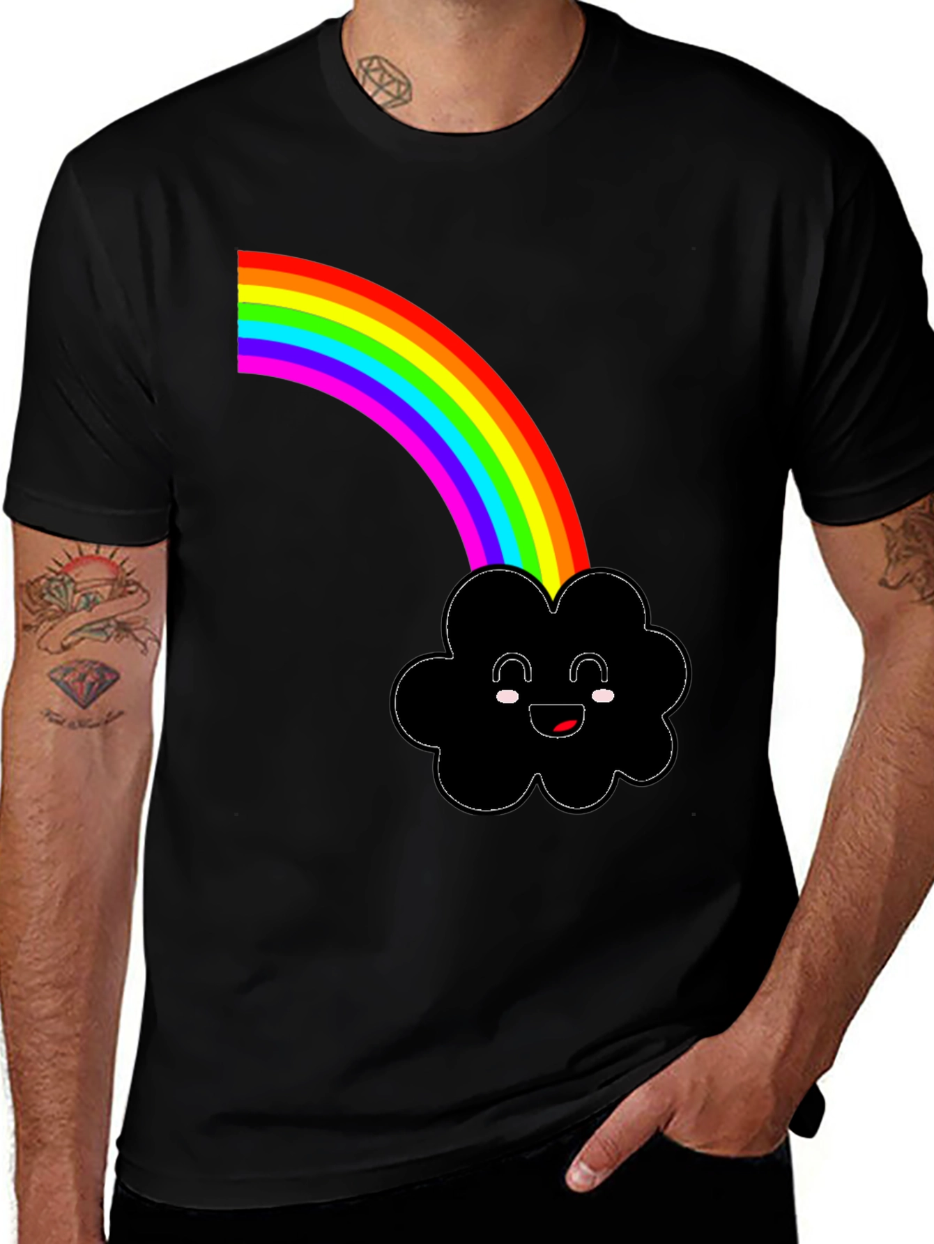 Variant 4 of Rainbow Cloud Graphic Tee - Black Unisex T-Shirt