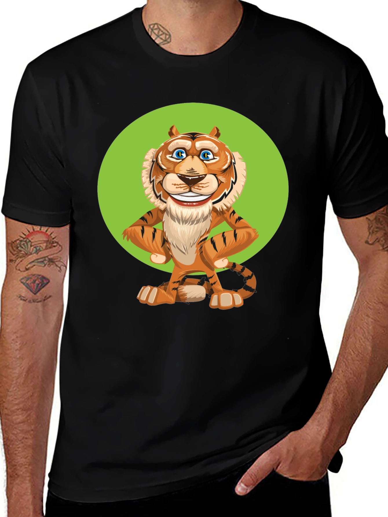Variant 6 of Funny Cartoon Tiger Graphic T-Shirt