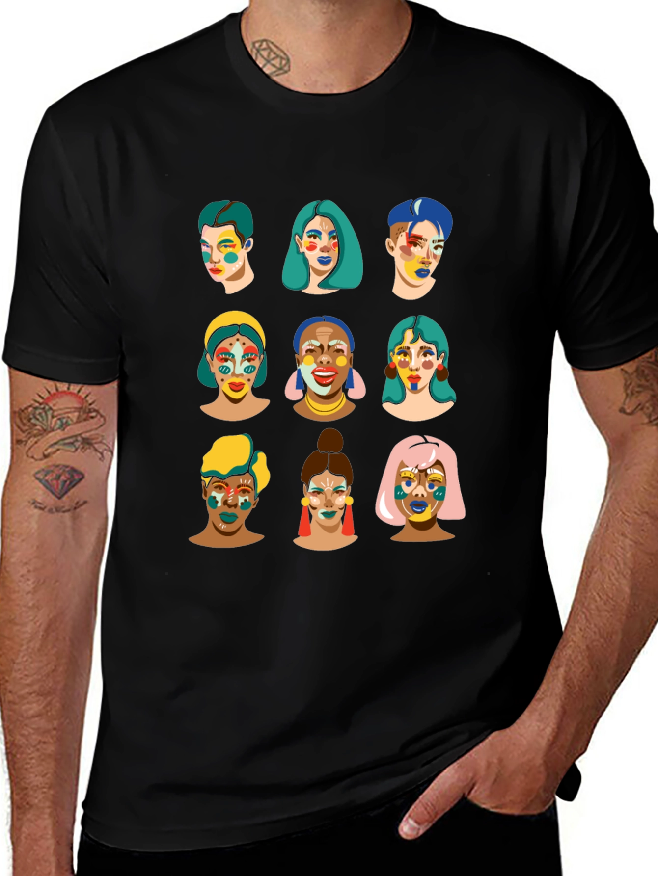 Variant 4 of Faces T-Shirt - Artistic Design, Unisex Cotton Tee