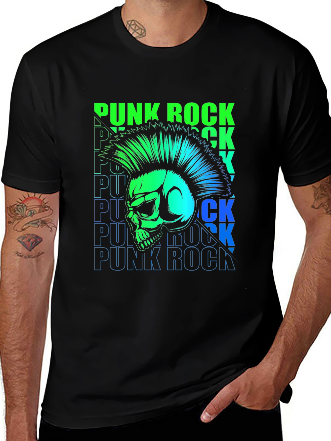 Variant 3 of Punk Rock Skull Graphic Black T-Shirt