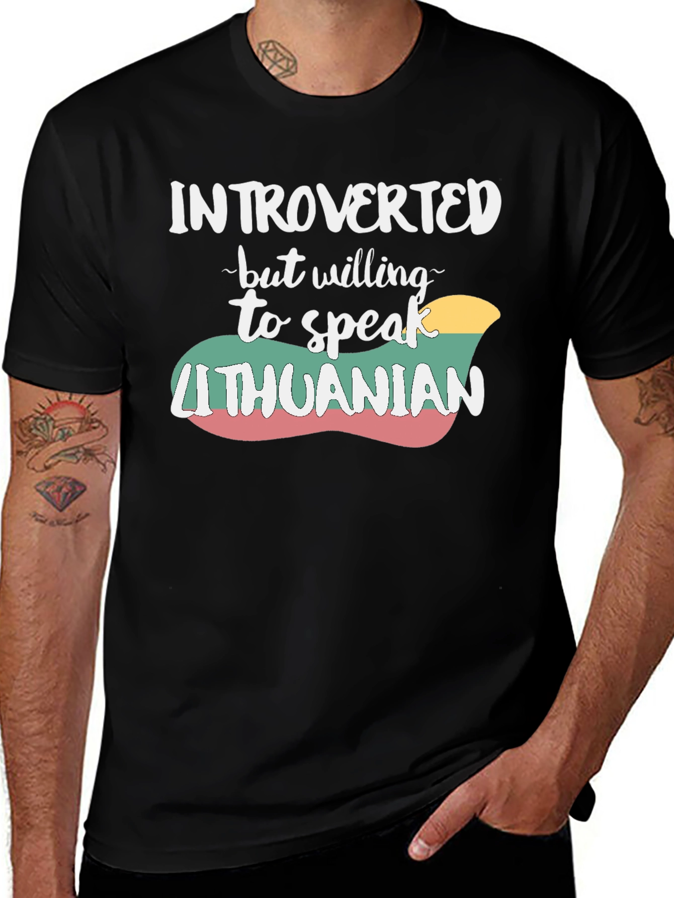 Variant 14 of Introverted Lithuanian T-Shirt - Black Cotton Tee