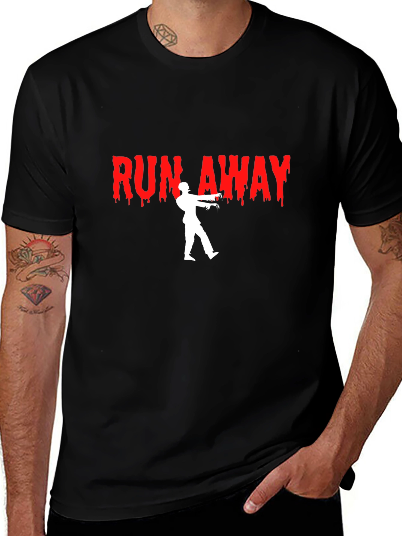 Variant 28 of Run Away Zombie Graphic T-Shirt