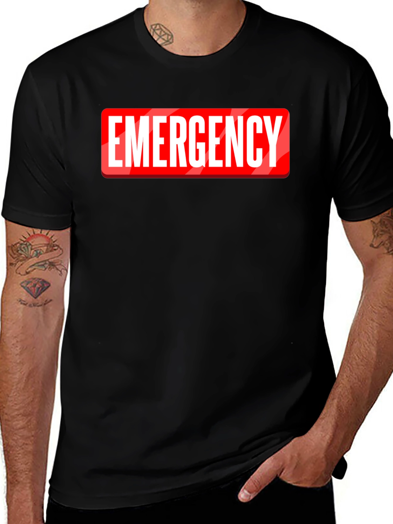 Variant 17 of Emergency Graphic Tee - Black Cotton T-Shirt