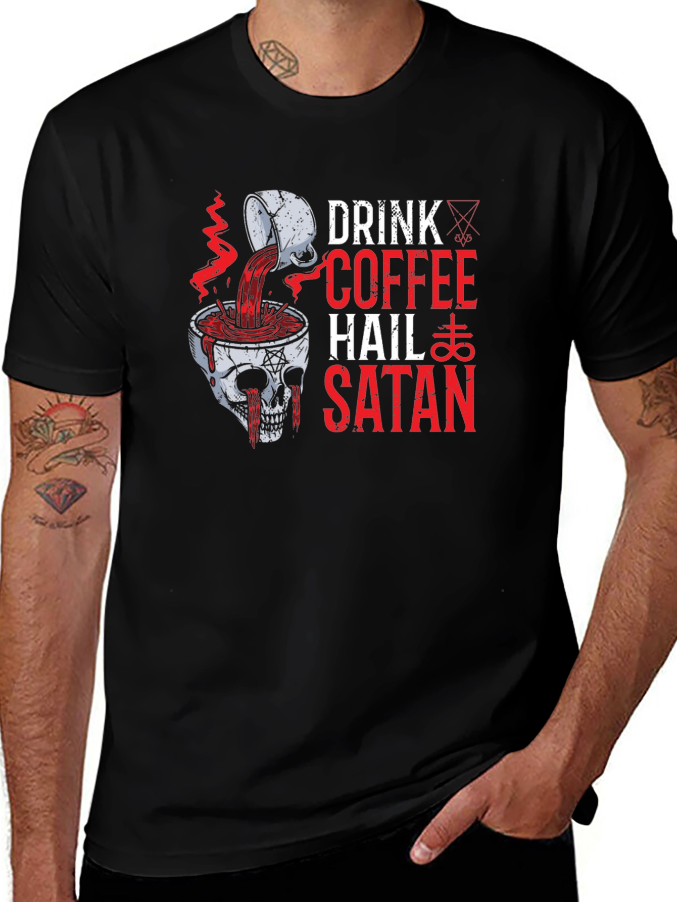 Variant 22 of Drink Coffee Hail Satan Graphic Tee