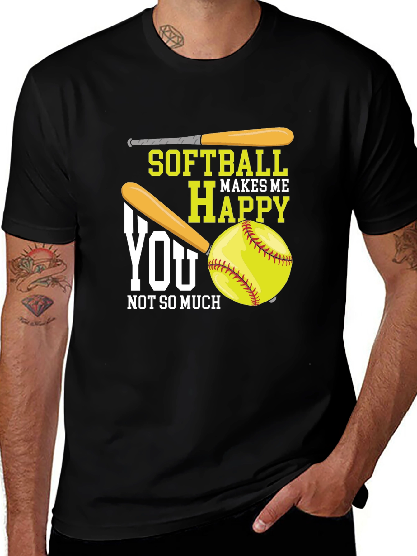 Variant 21 of Softball Makes Me Happy Graphic Tee