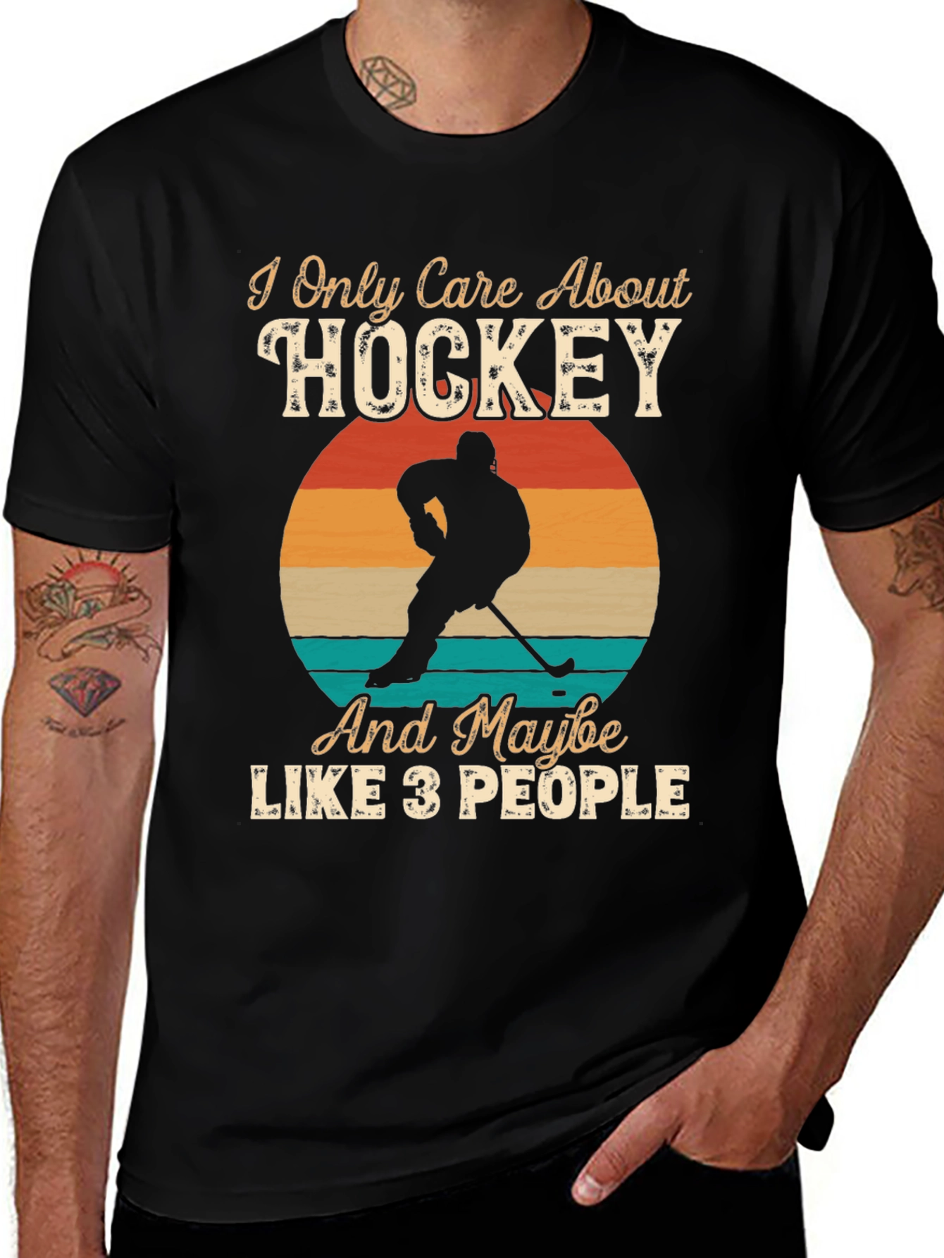 Variant 25 of Hockey Fan T-Shirt - I Only Care About Hockey Design
