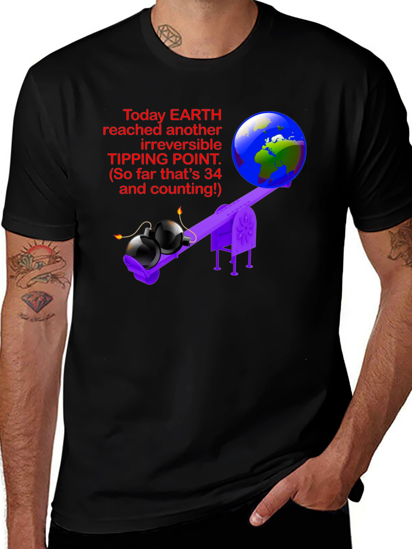 Variant 2 of Earth Tipping Point Graphic Tee - Irreversible Humor