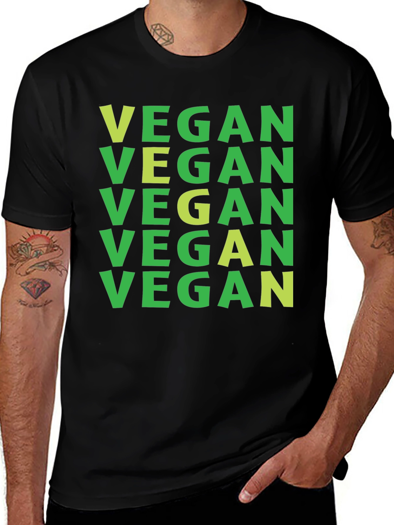 Variant 5 of Vegan Statement T-Shirt, Green Lettering
