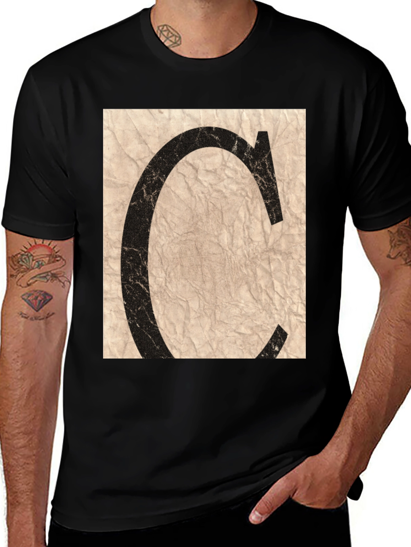 Variant 11 of Letter C Graphic Black T-Shirt