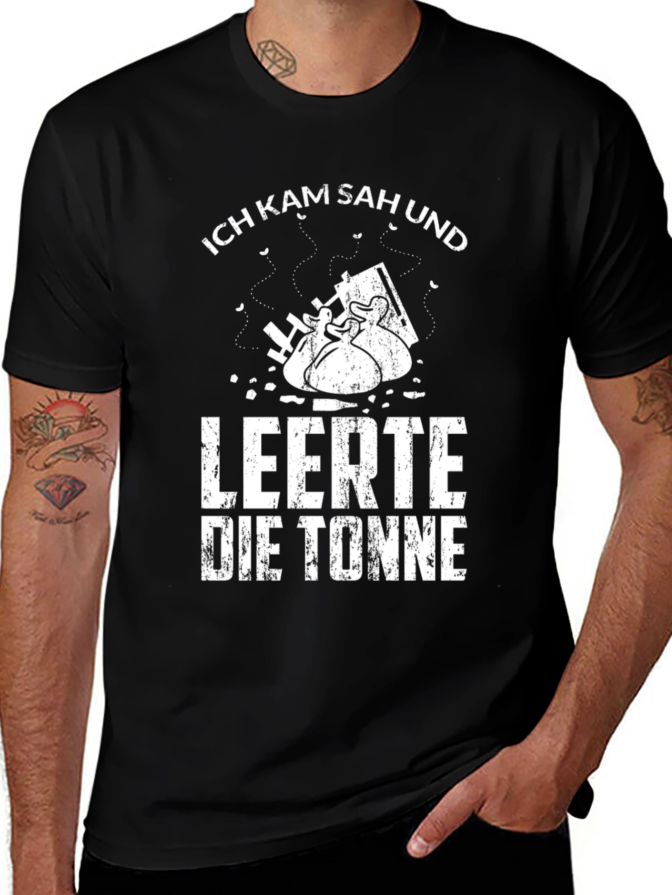 Black Ich Kam Sah Und Leerte Die Tonne Black T-Shirt main image