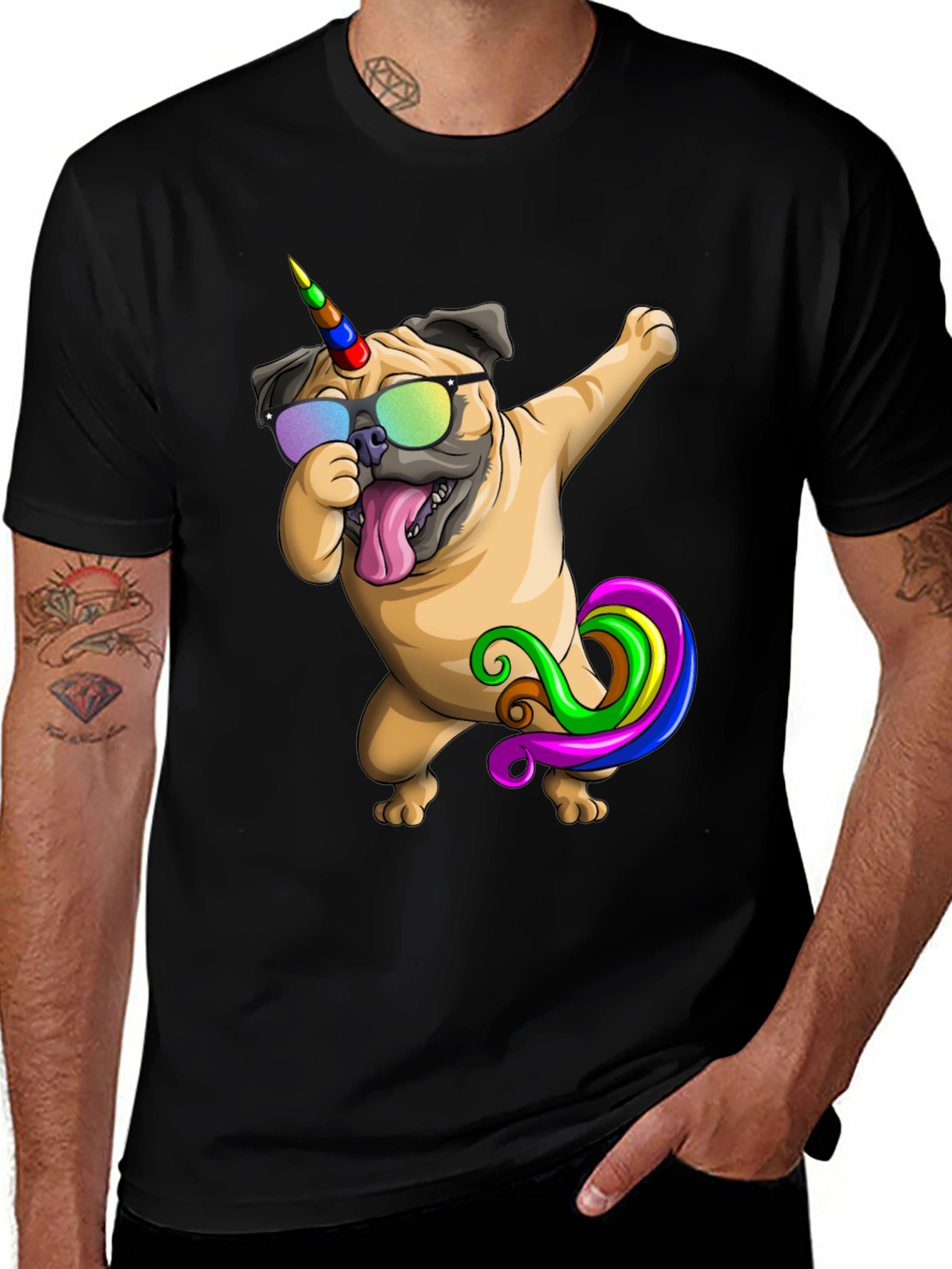 Variant 19 of Dabbing Unicorn Pug T-Shirt