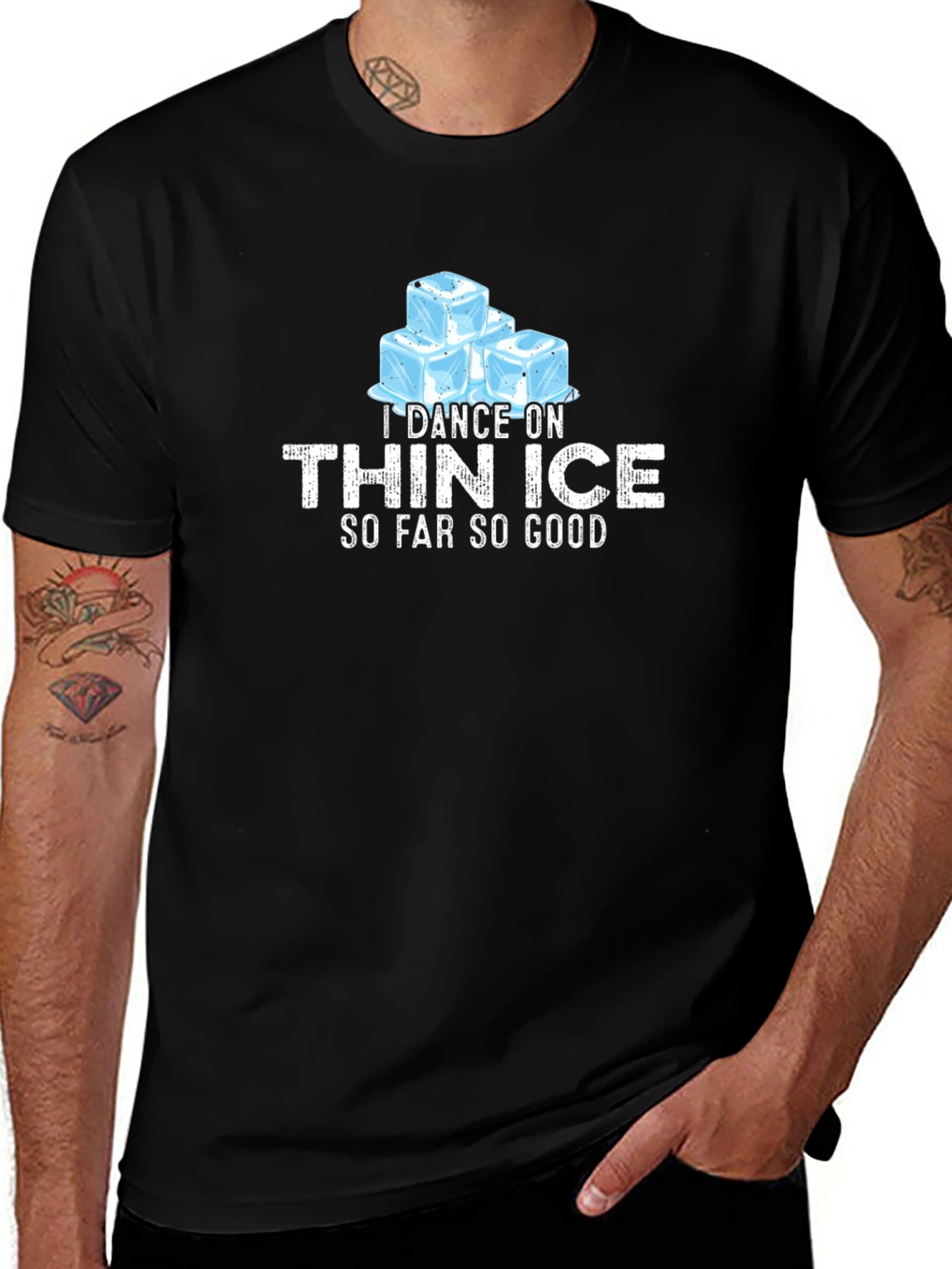 Variant 17 of I Dance On Thin Ice Men's Black Graphic T-Shirt