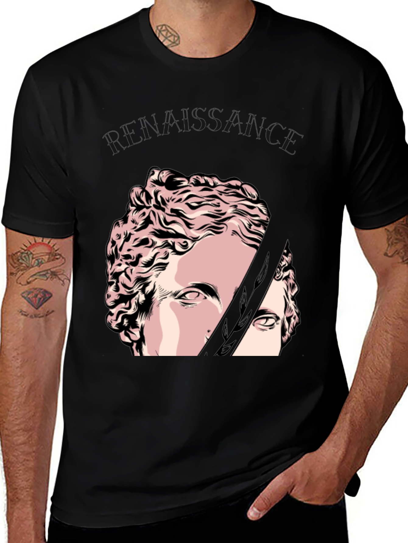 Renaissance Art Graphic Tee - Stylish Black T-Shirt