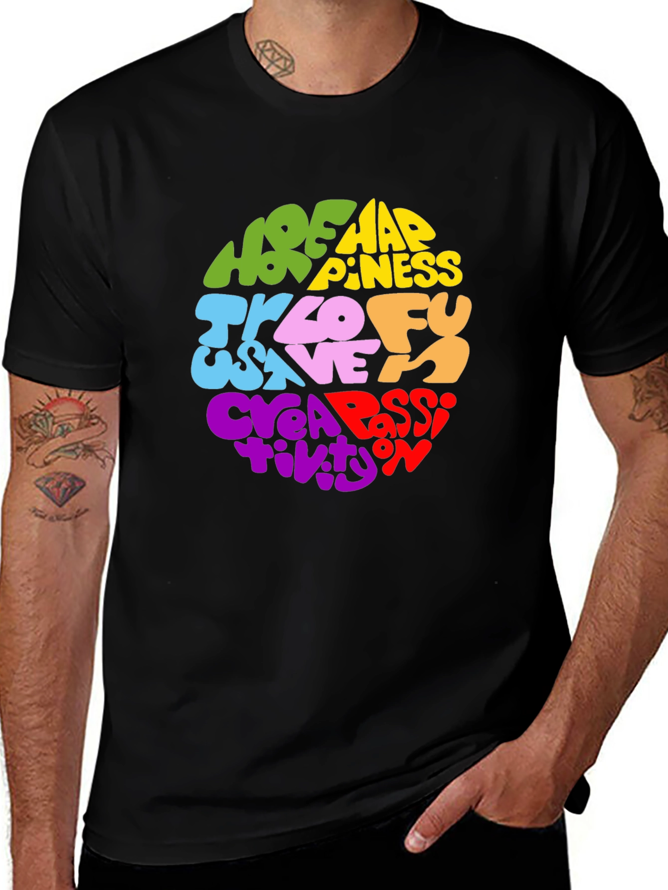 Variant 22 of Colorful Word Art Graphic Print T-Shirt