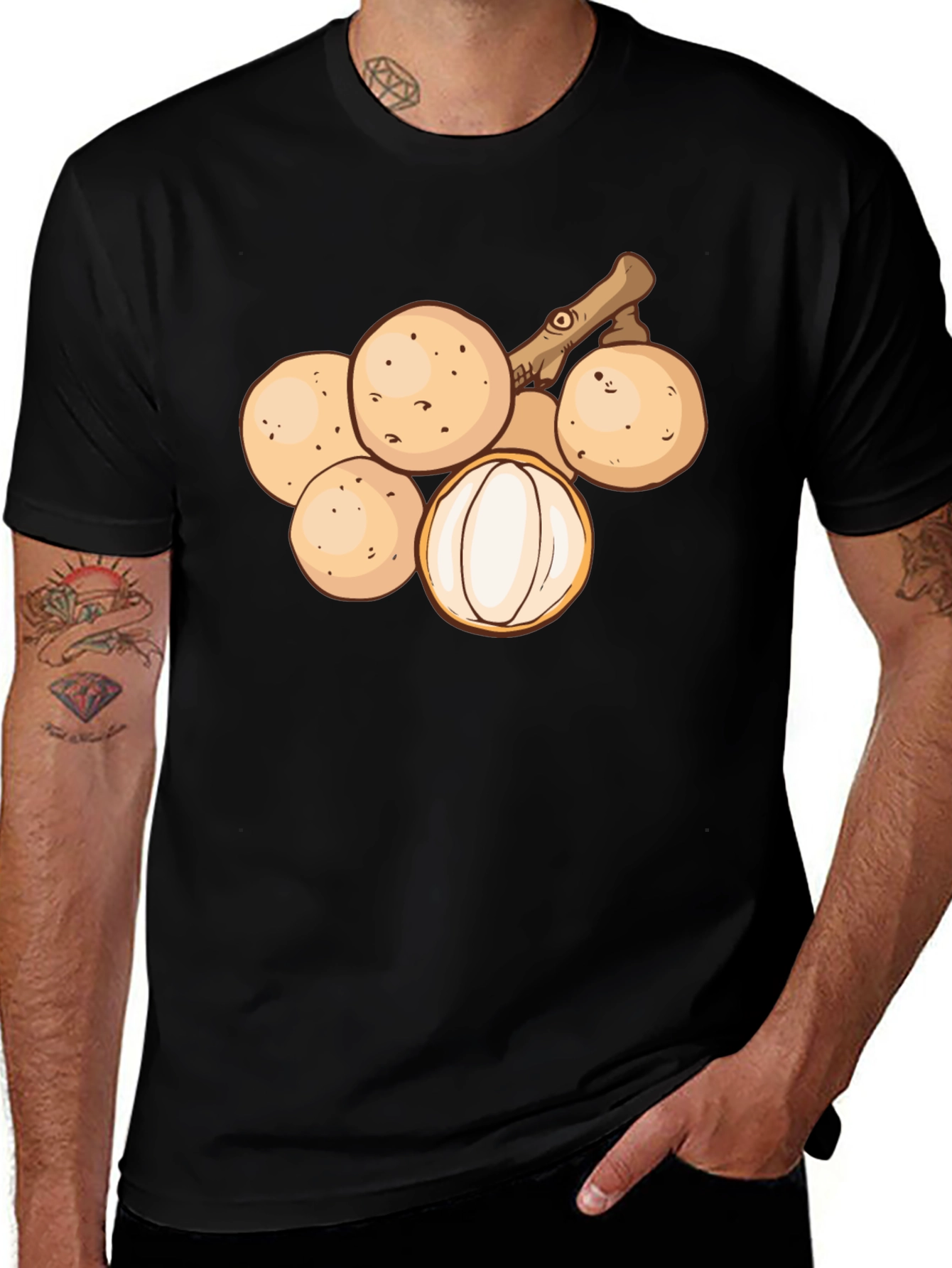 Variant 8 of Longan Fruit Graphic Tee - Unisex Black T-Shirt