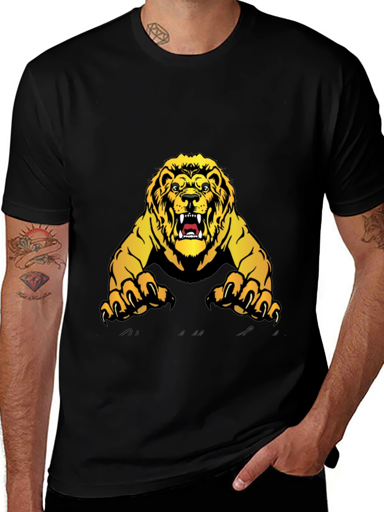 Variant 21 of Lion Graphic Black T-Shirt - Fierce Style