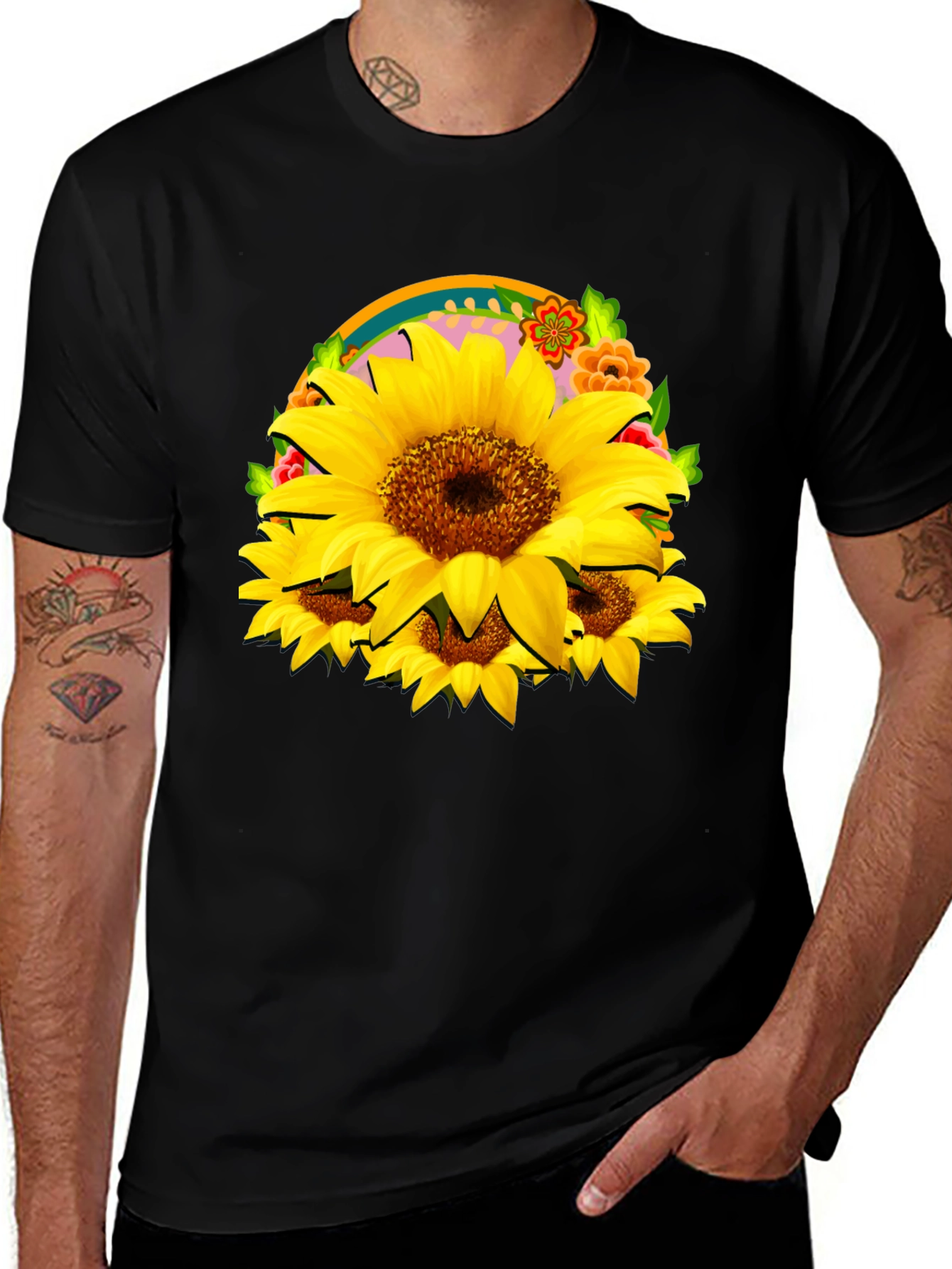 Variant 4 of Sunflower Graphic Black T-Shirt
