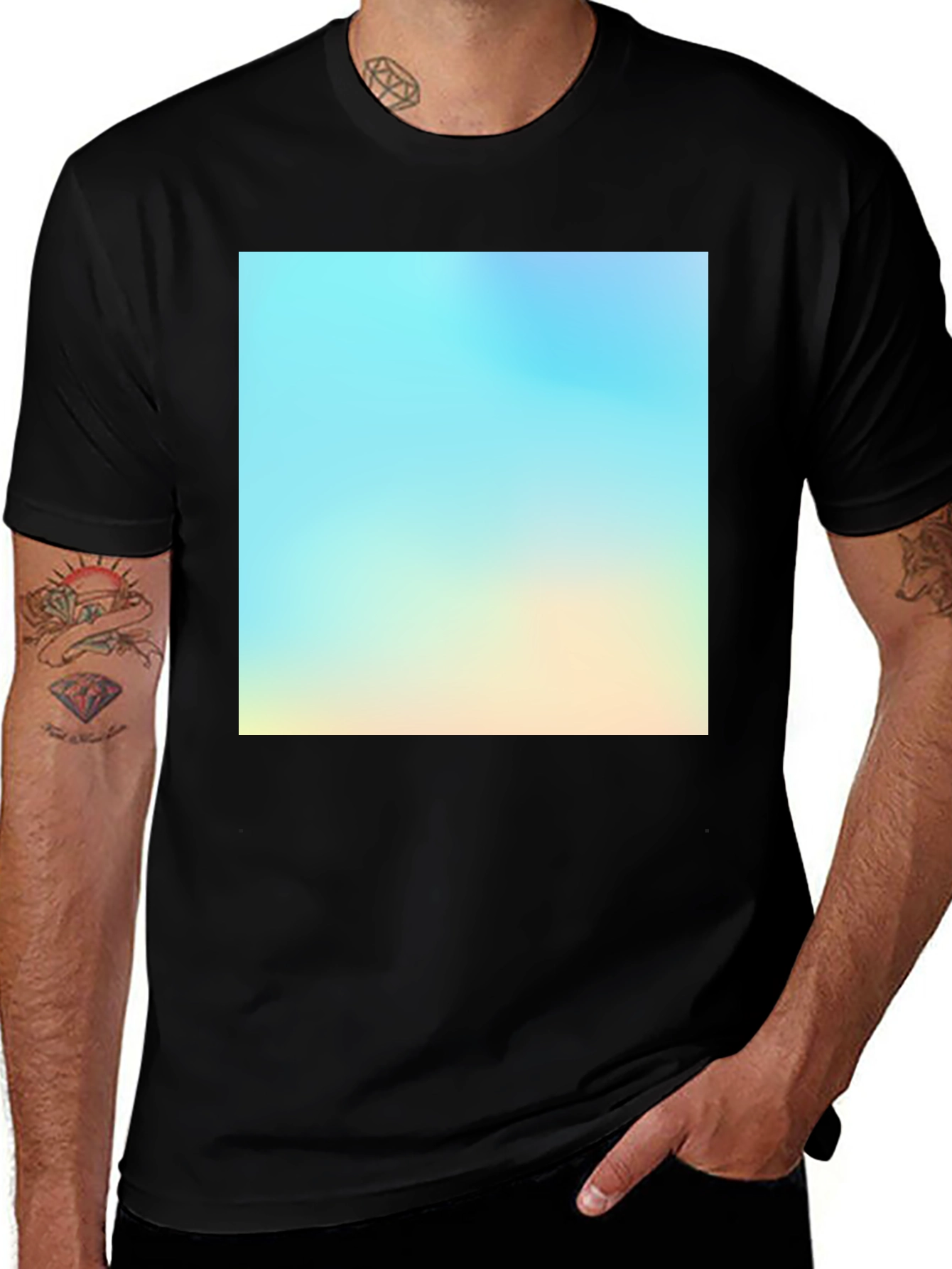 Variant 25 of Men's Black Short Sleeve T-Shirt with Colorful Graphic