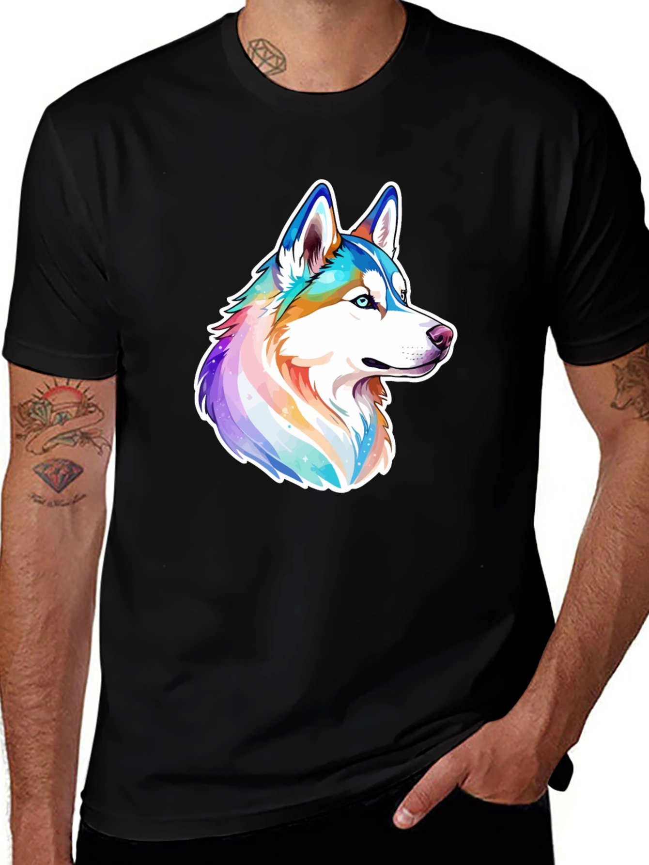 Variant 27 of Husky Dog Graphic Tee - Colorful, Unique Design