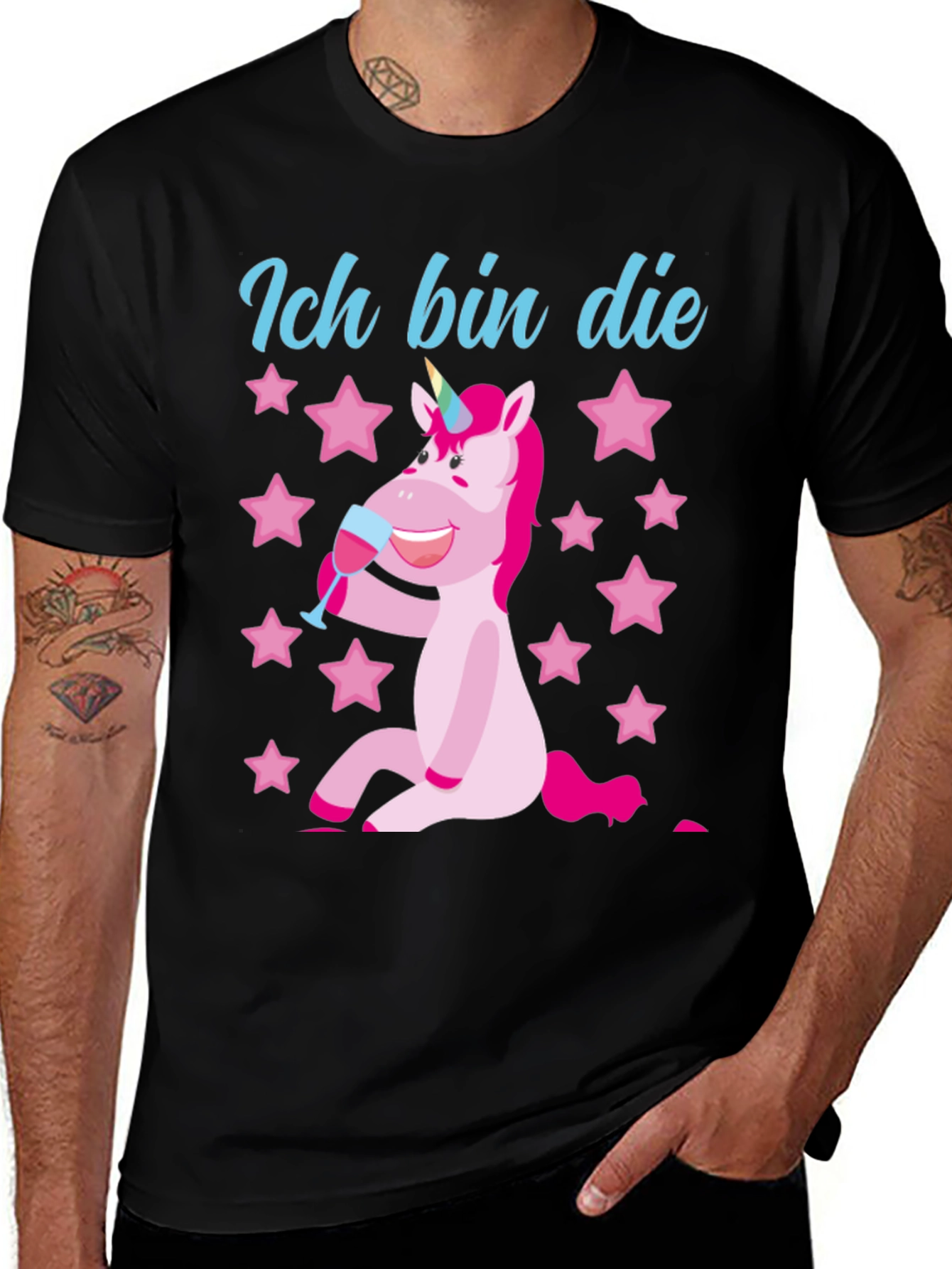 Variant 21 of Ich Bin Die T-Shirt Unicorn Wine Stars