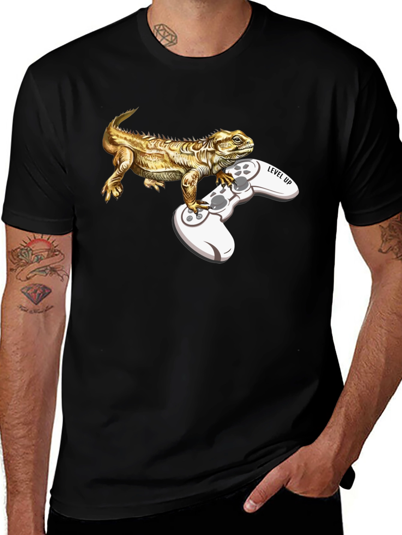 Variant 23 of Lizard Gamer Level Up Graphic T-Shirt