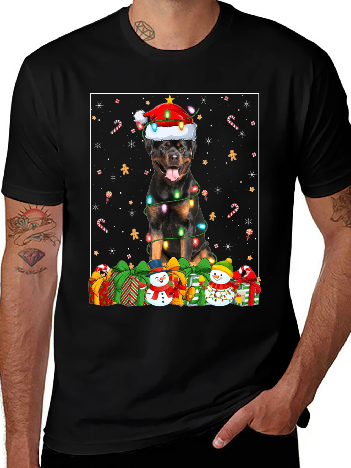 Rottweiler Christmas T-Shirt, Holiday Dog Tee