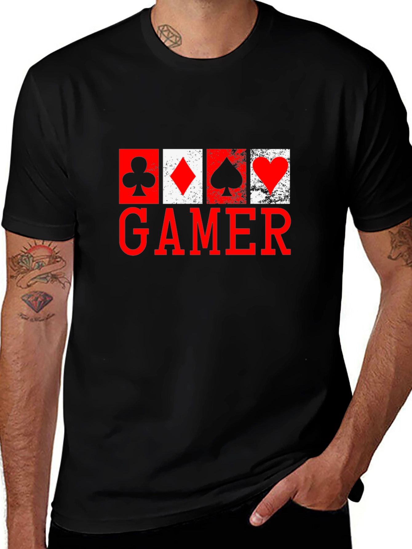Variant 27 of Gamer Card Suit T-Shirt - Club, Diamond, Spade, Heart