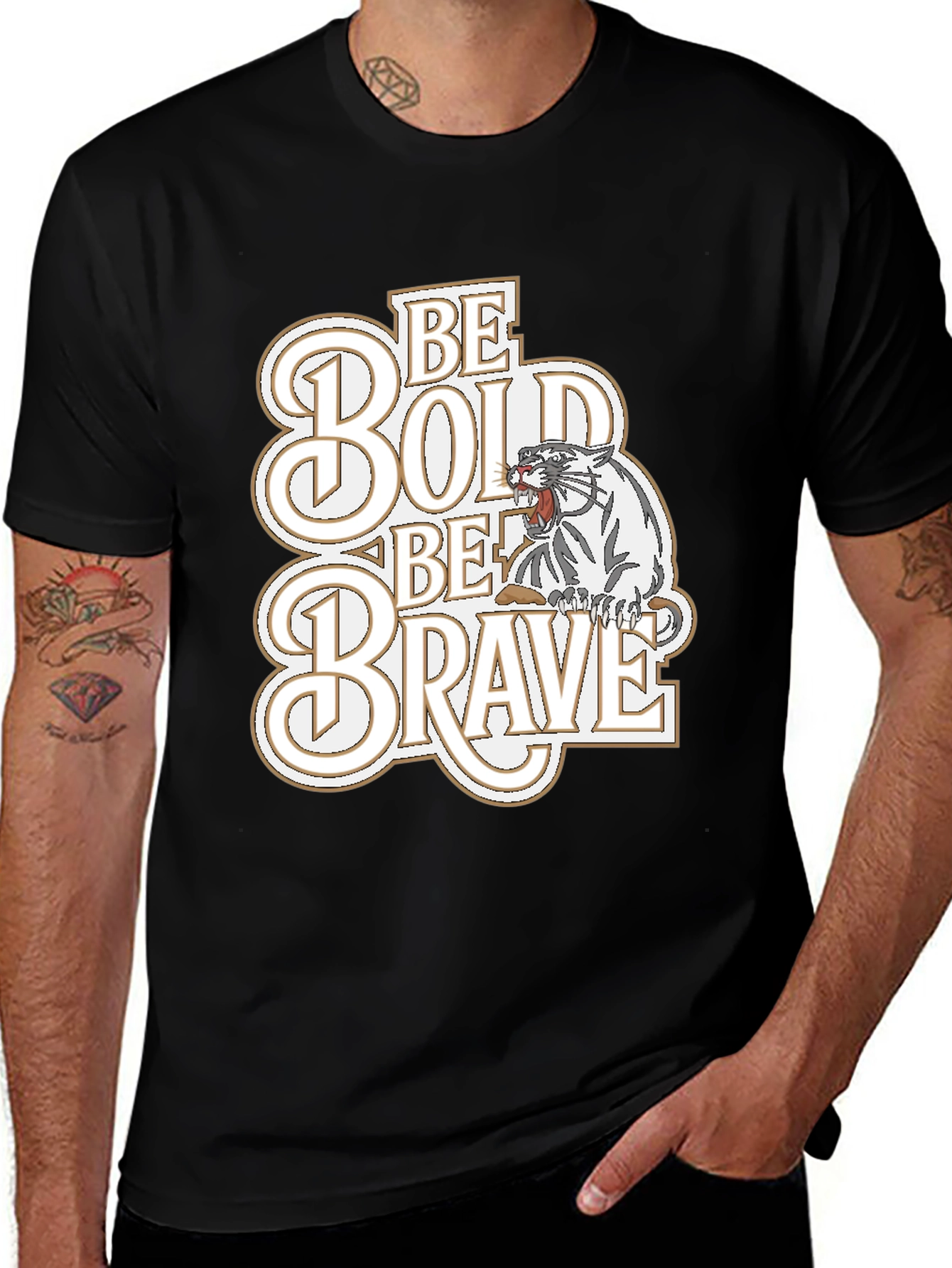 Variant 11 of Be Bold Be Brave Graphic Tee - Tiger Design