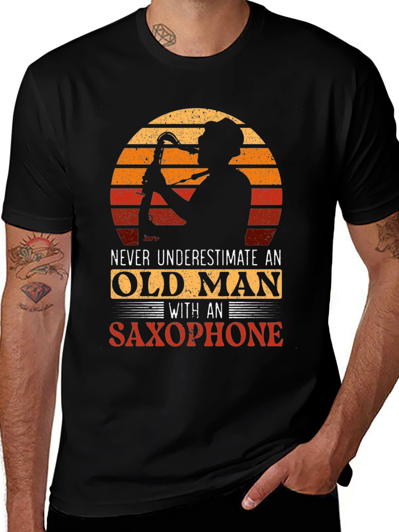 Variant 10 of Saxophone Old Man T-Shirt 