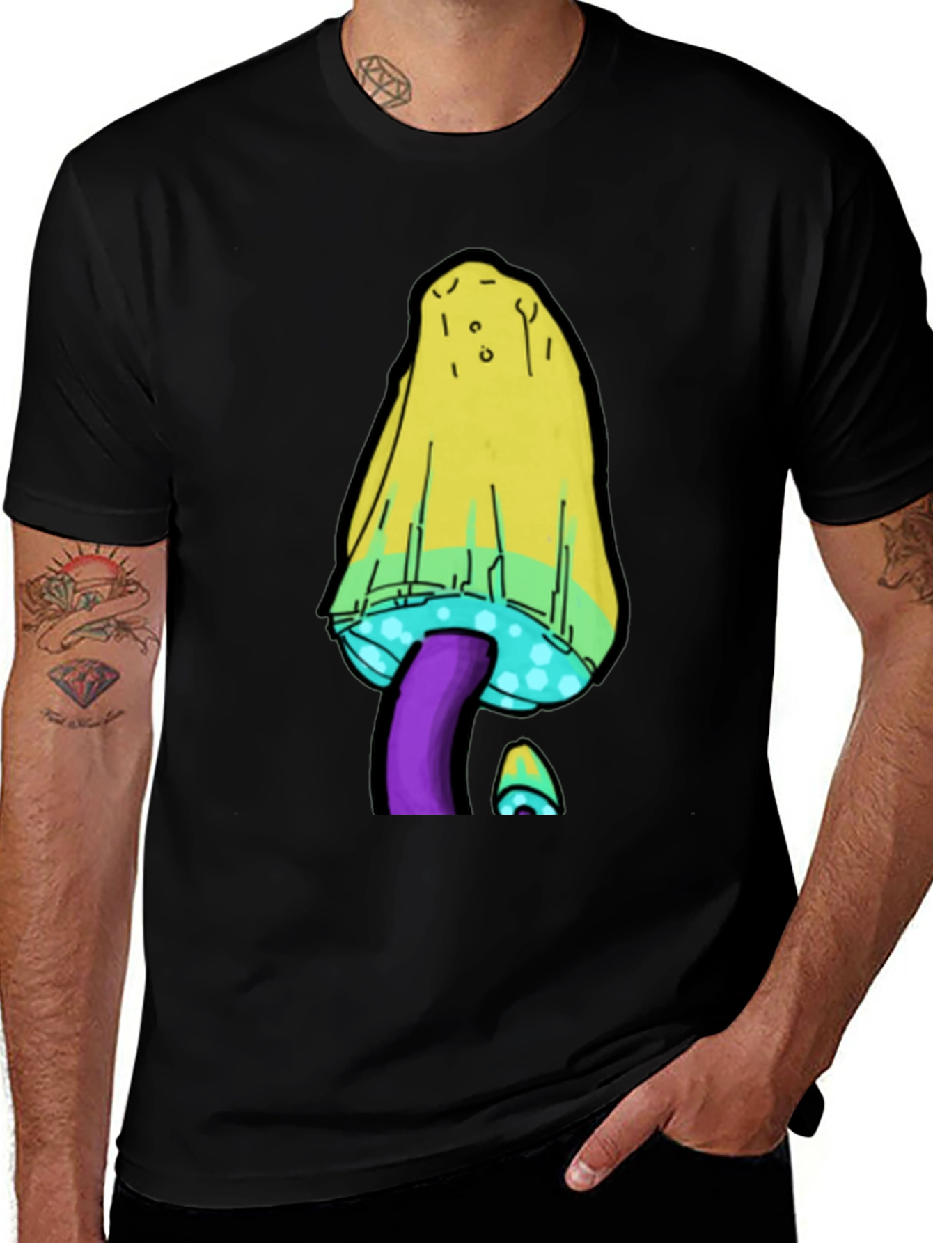 Variant 21 of Psychedelic Mushroom T-Shirt - Black
