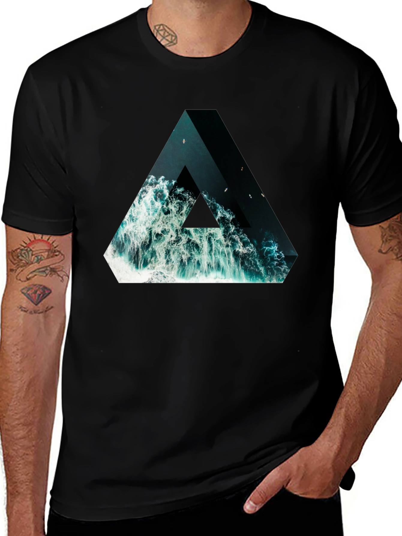 Variant 2 of Ocean Triangle Graphic Tee - Unique Design!
