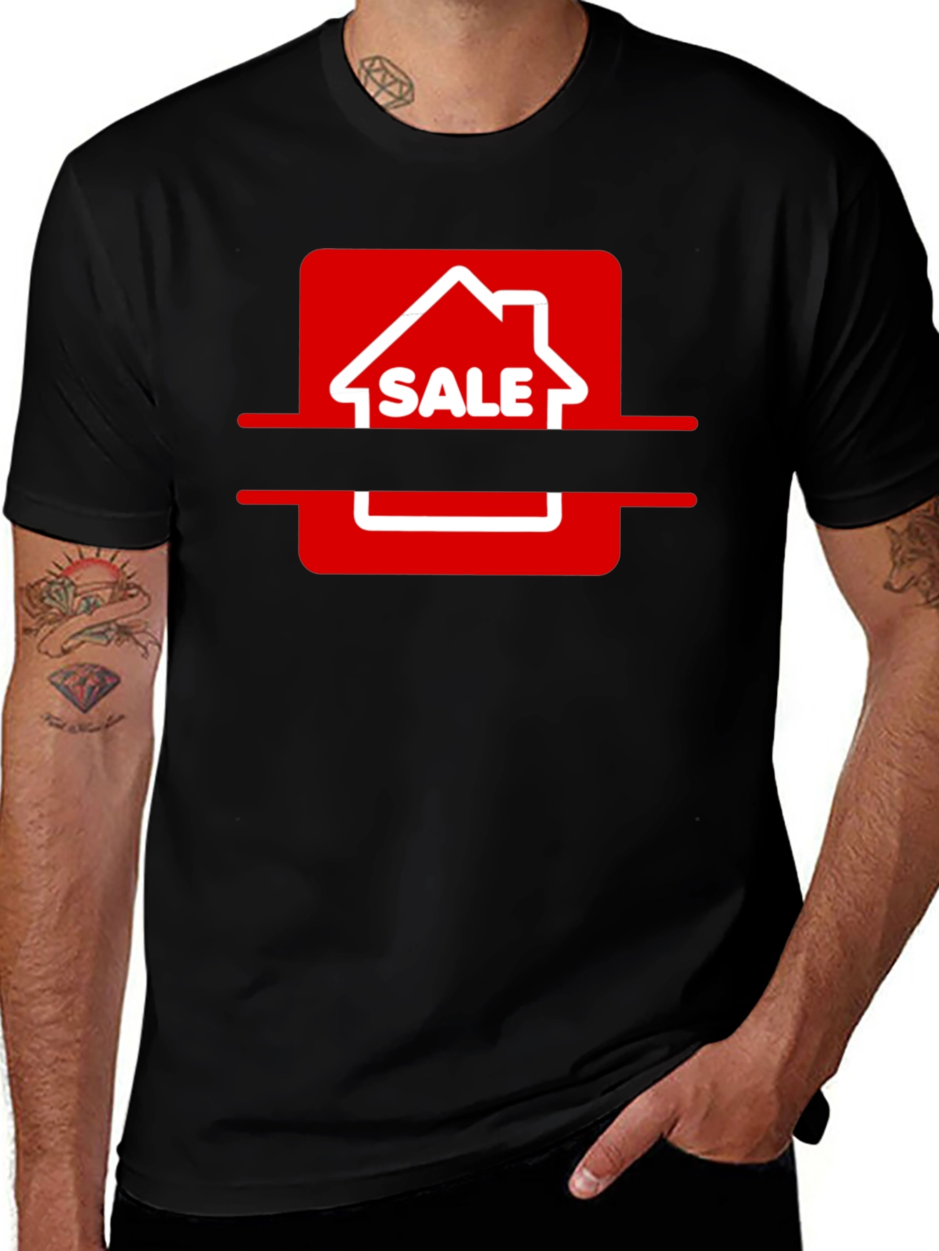 Variant 30 of House Sale Graphic Tee - Black Cotton Blend