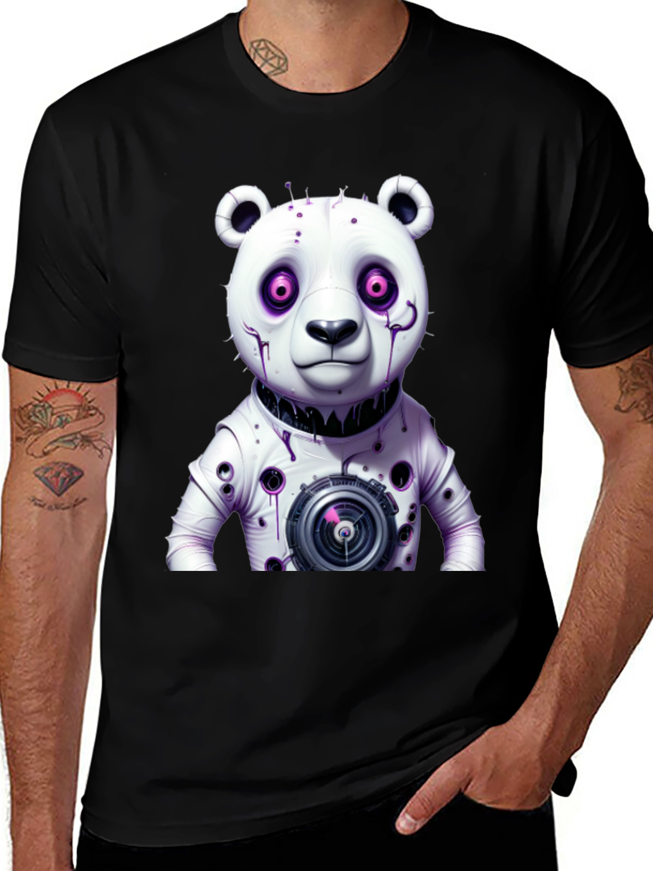 Variant 11 of Cyberpunk Panda T-Shirt - Unique Graphic Tee