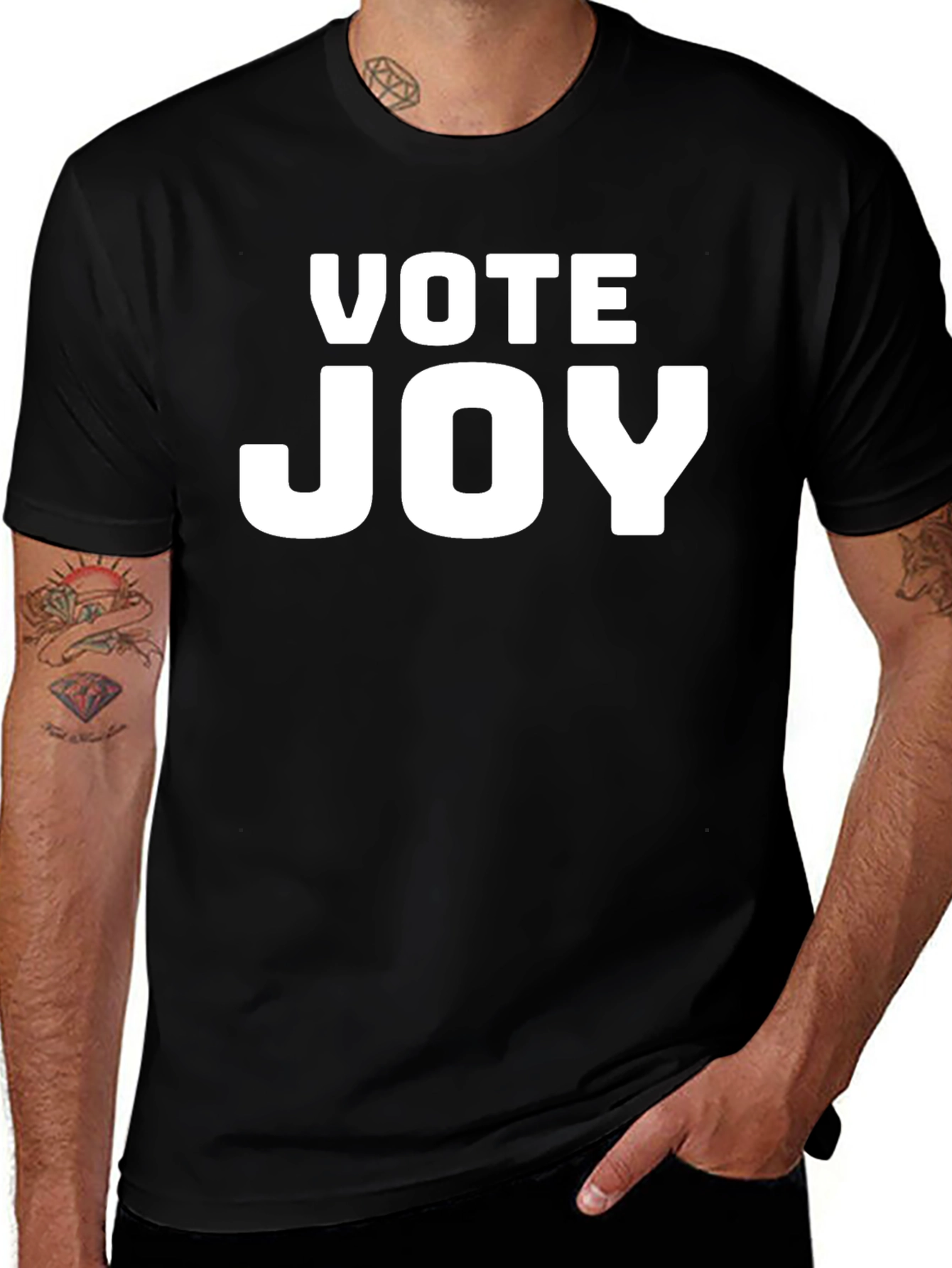 Variant 11 of Vote Joy T-Shirt - Black Crew Neck Tee