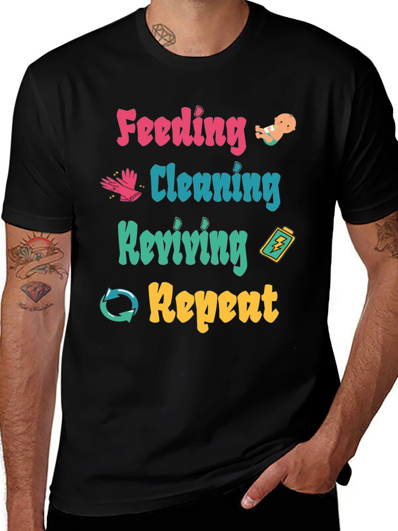 Variant 26 of Feeding Cleaning Reviving Repeat Graphic T-Shirt
