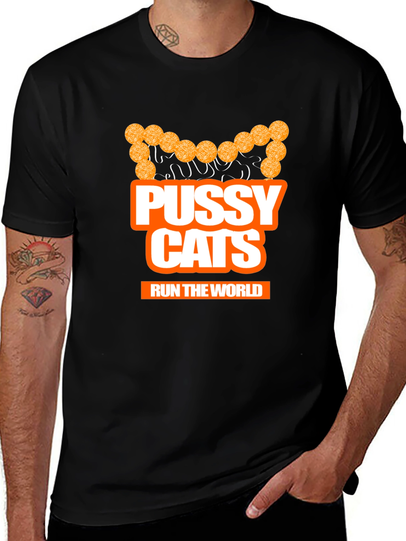 Variant 22 of Pussy Cats Run The World Black Graphic T-Shirt