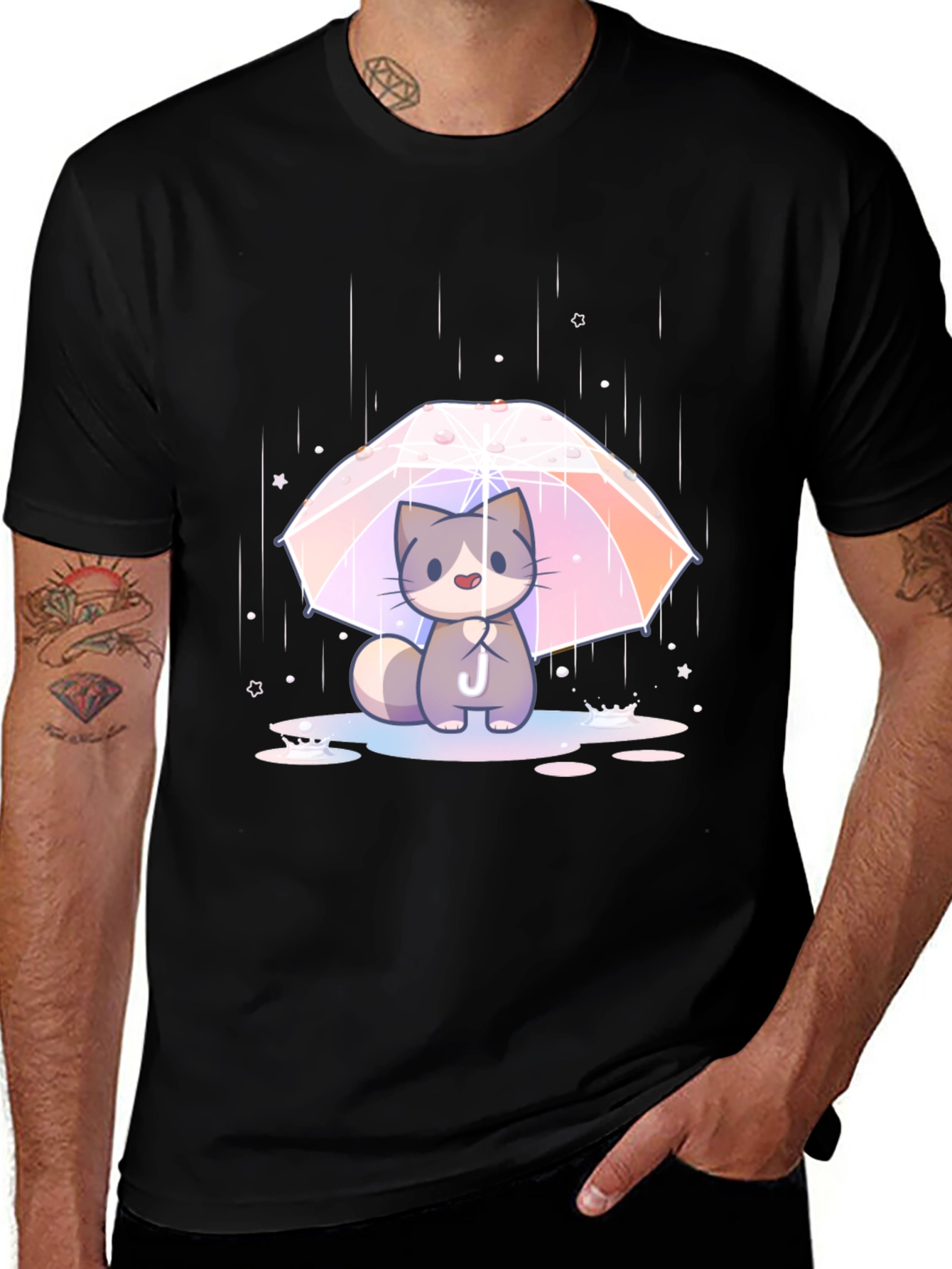 Variant 26 of Cute Cat Umbrella T-Shirt