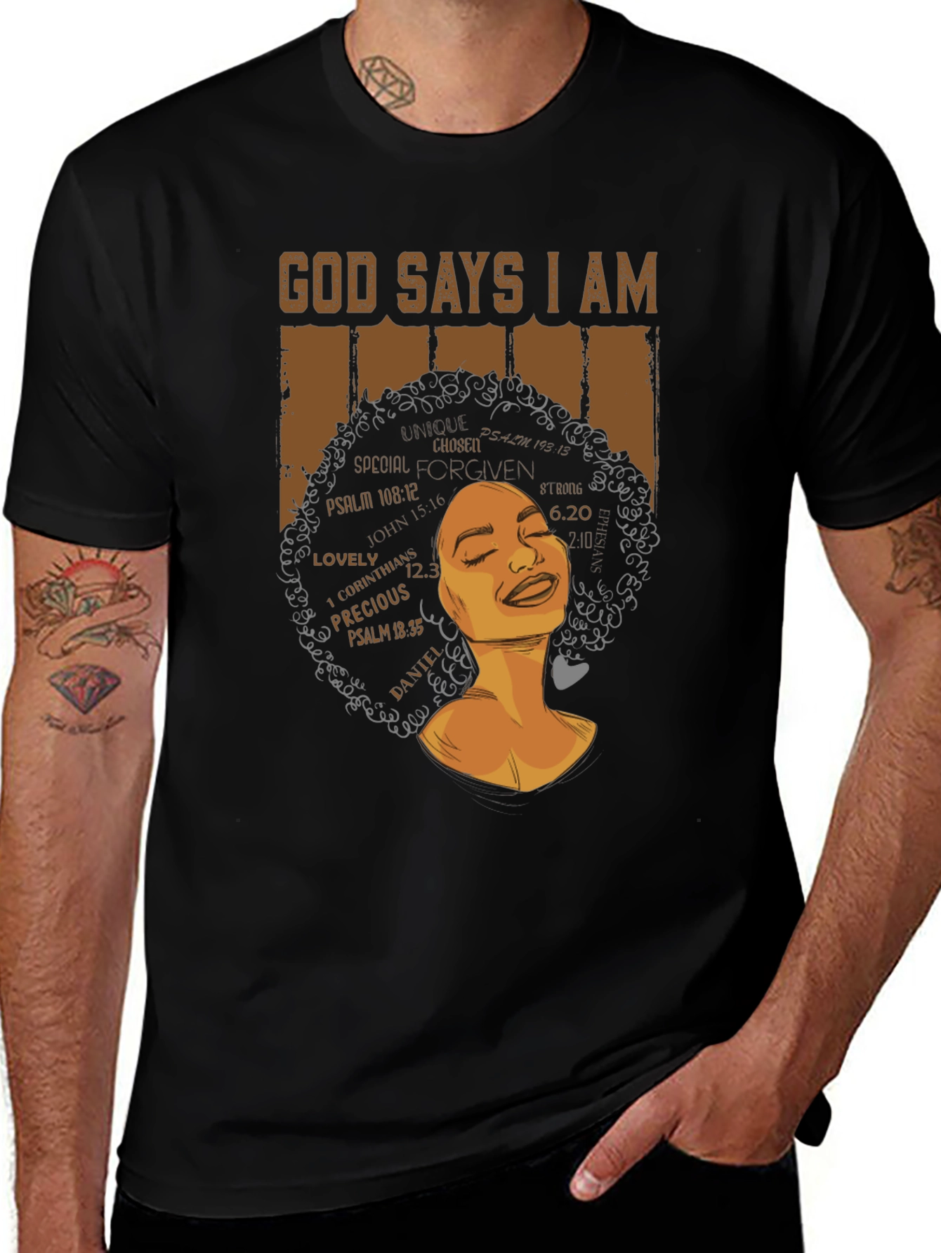 God Says I Am T-Shirt - Black Graphic Tee