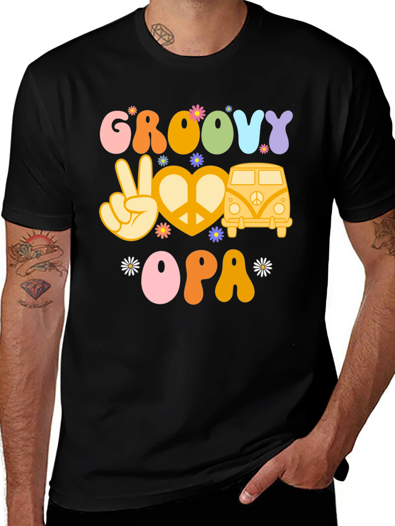Groovy Opa T-Shirt - Peace & Love