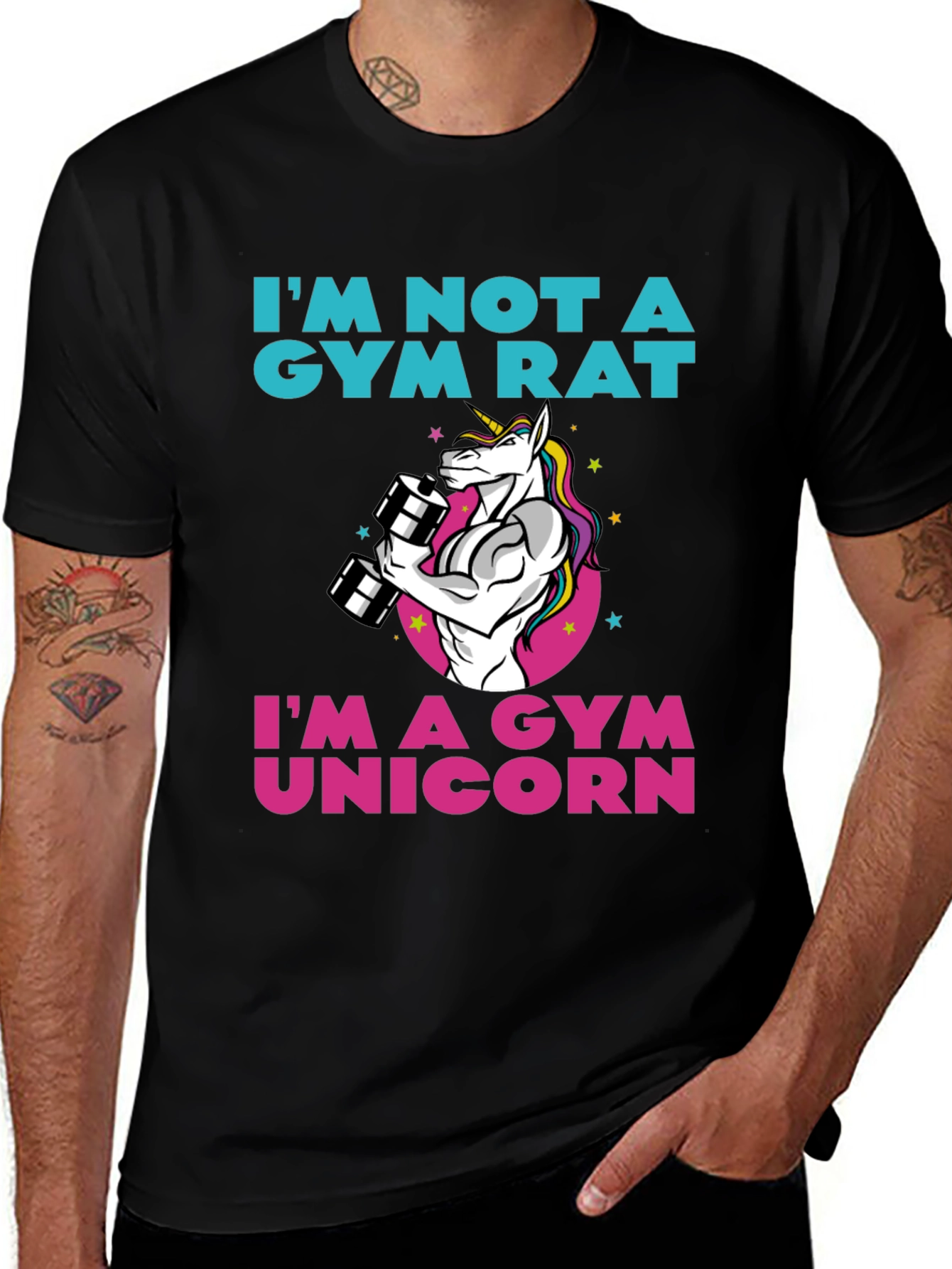 Gym Unicorn Graphic T-Shirt - Funny Workout Apparel