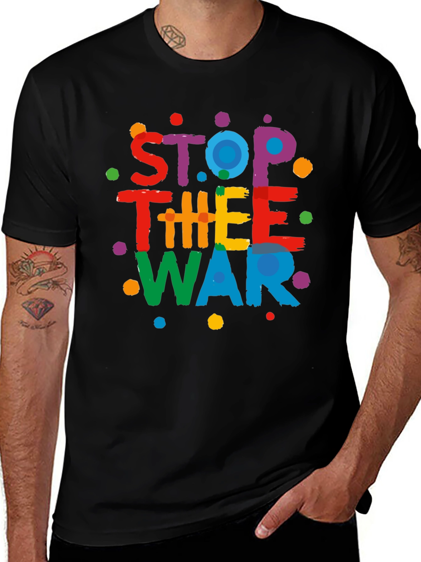 Variant 27 of Stop The War Graphic Print Black T-Shirt