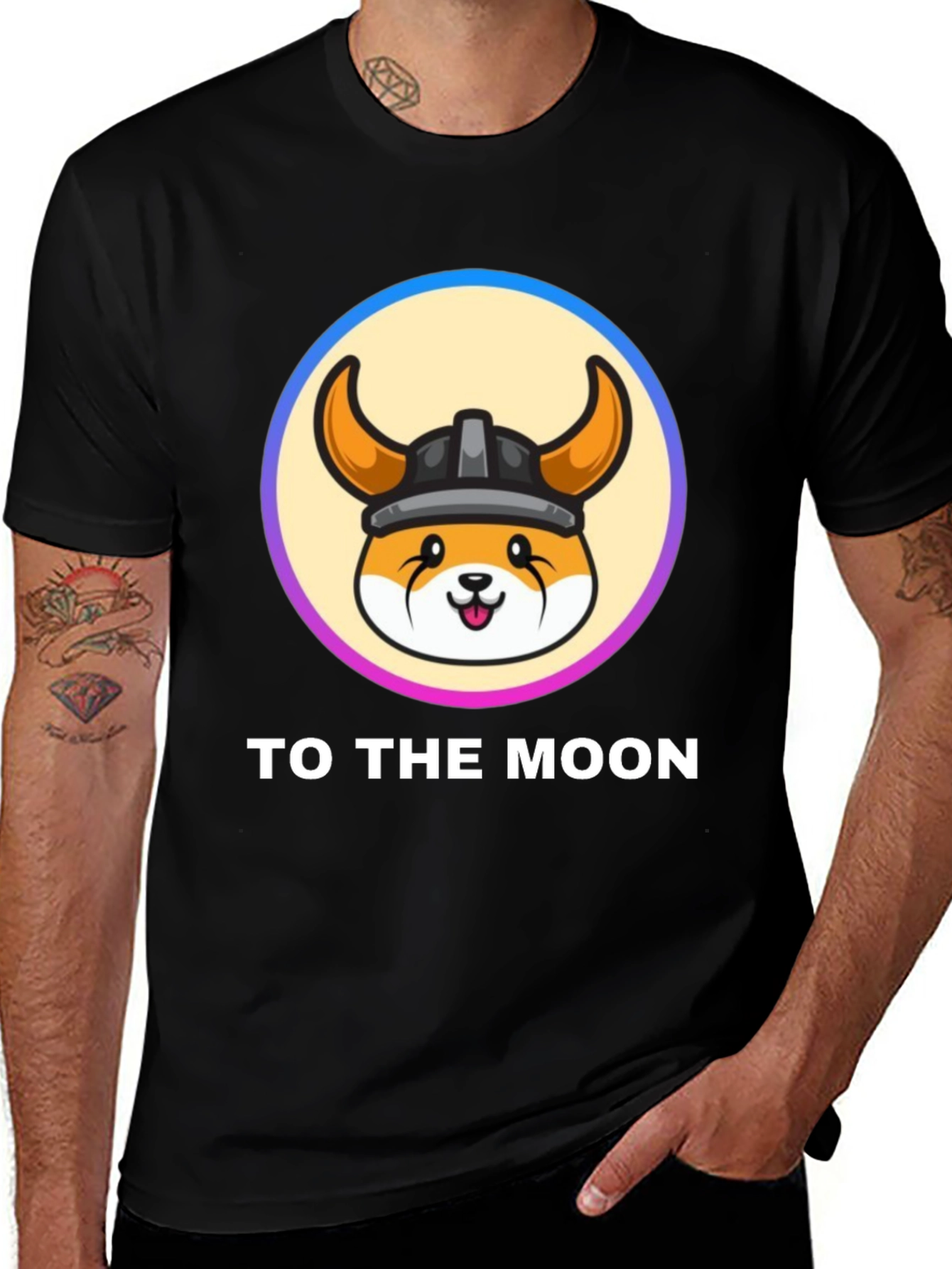 Variant 16 of Viking Doge 'To the Moon' Black T-Shirt