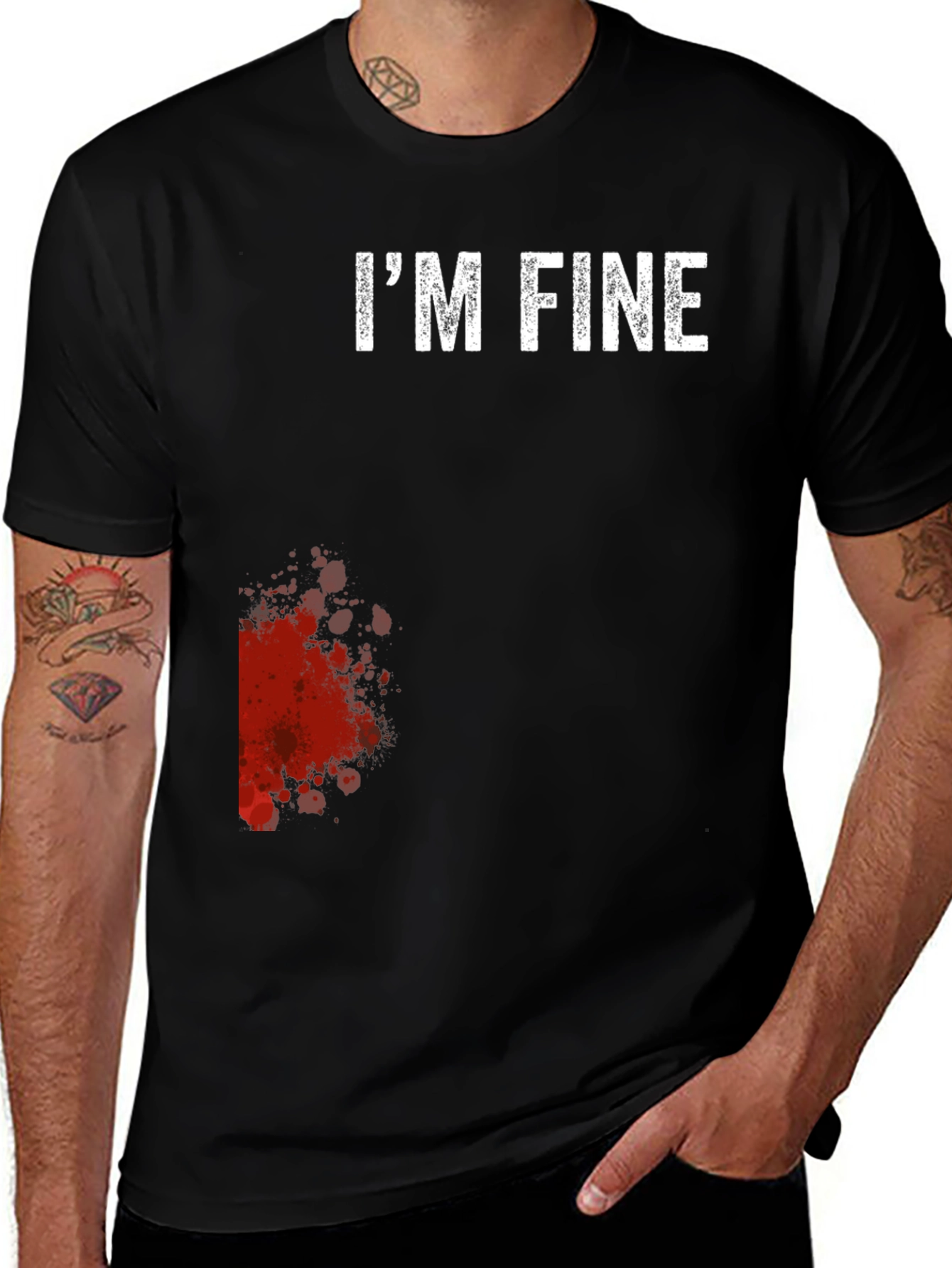 Variant 4 of I'm Fine T-Shirt - Humorously Bloody Graphic Tee