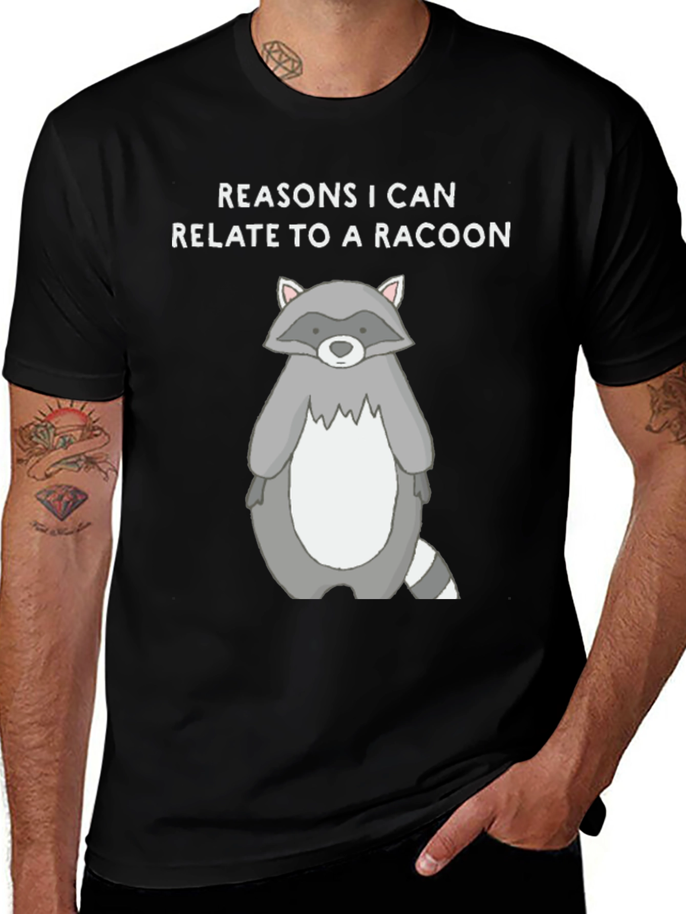 Variant 26 of Relate to a Racoon Black T-Shirt