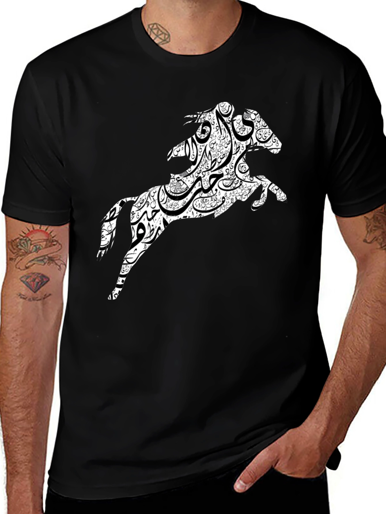 Variant 20 of Black Tee with Horse Graphic